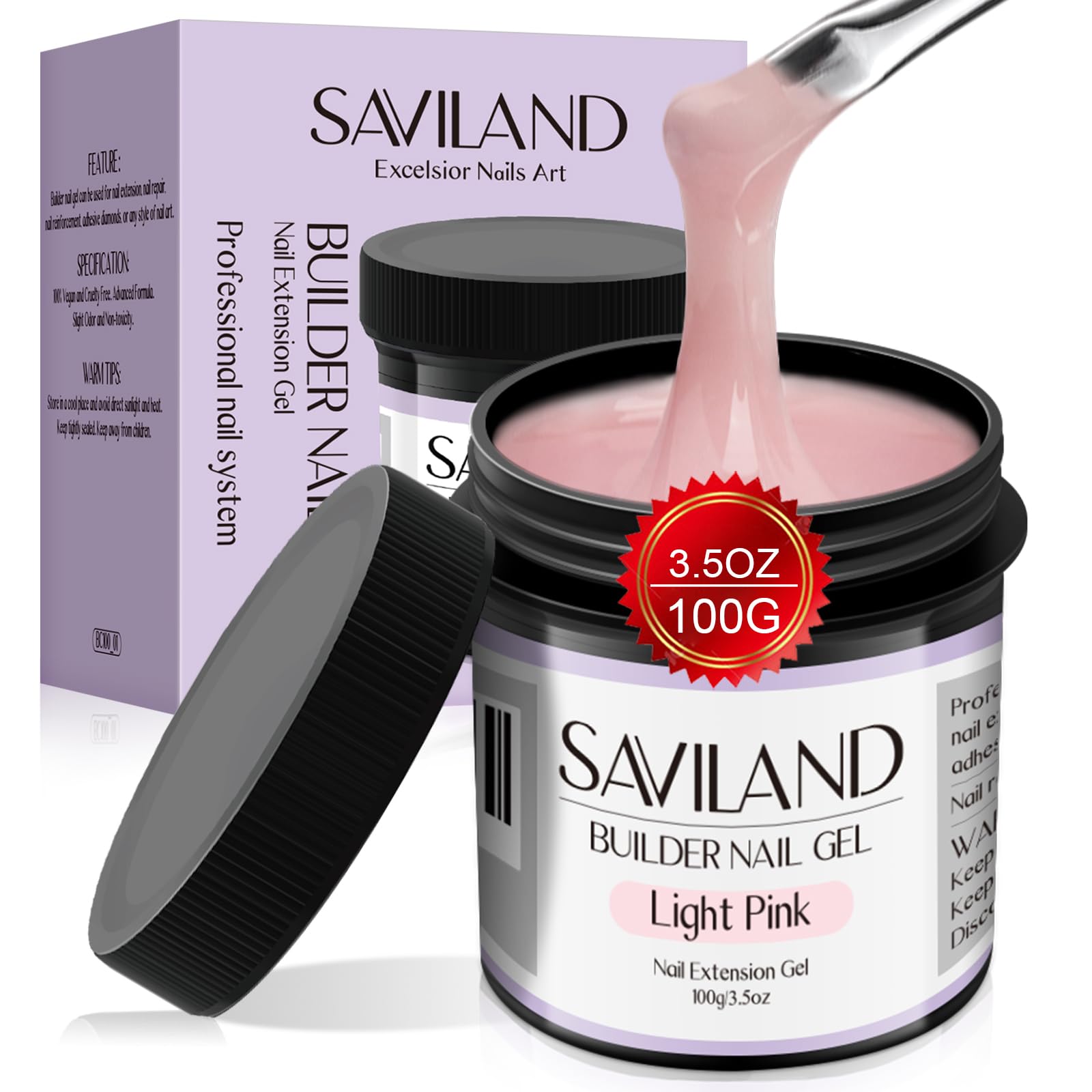 SAVILAND Builder Nail Gel Light Pink 3.5 oz Nail Extensions & Manicure Art | Str