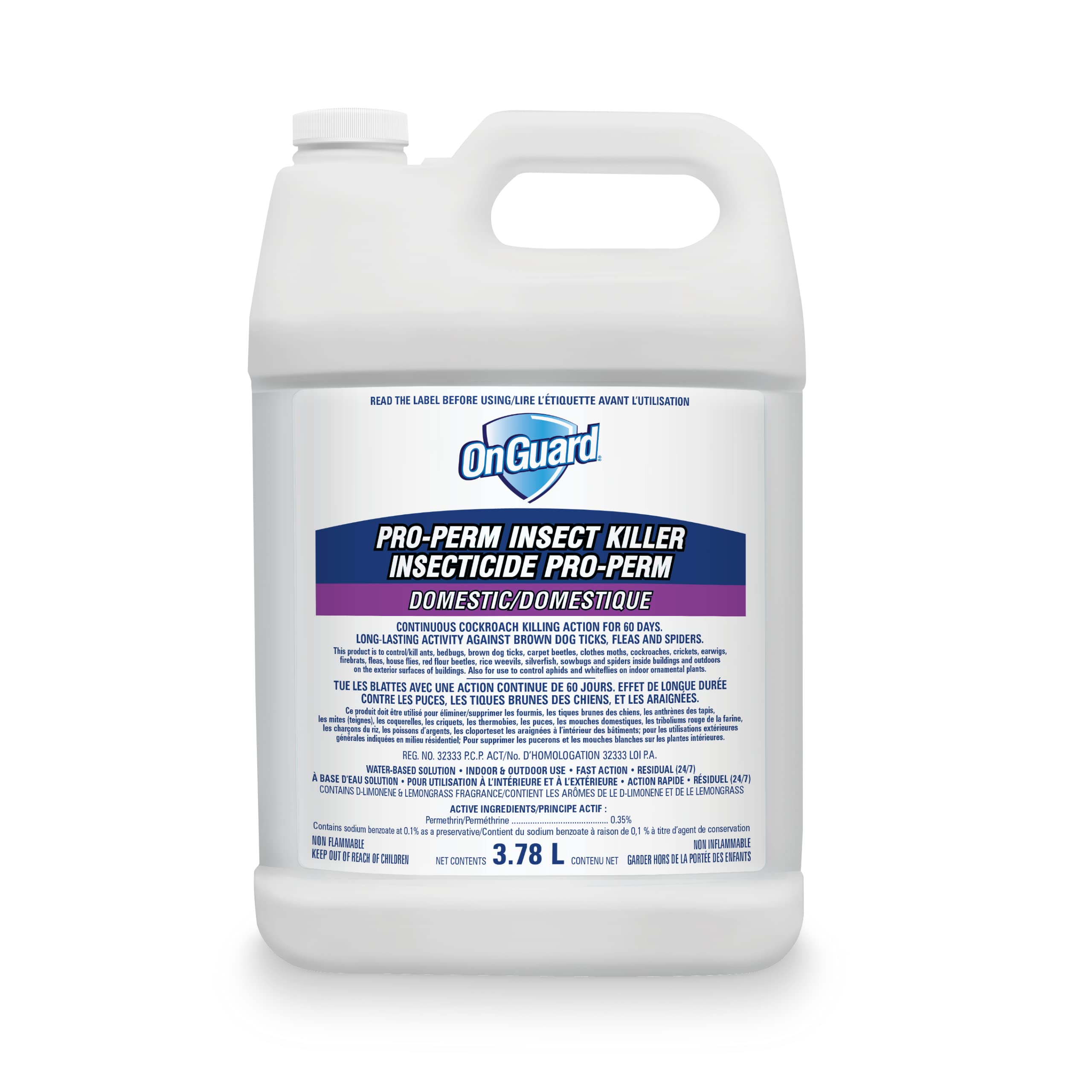 OnGuard Pro-Perm Insect Killer 3.78L | Bed Bug Spray | Fast Action, Residual (24