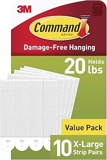 Command 20 Lb XL Heavyweight Picture Hanging Strips, Damage Free Hanging Picture Hangers, Heavy Duty Wall Hanging Strips for Back to School Dorm Organization, 10 White Adhesive Strip Pairs
