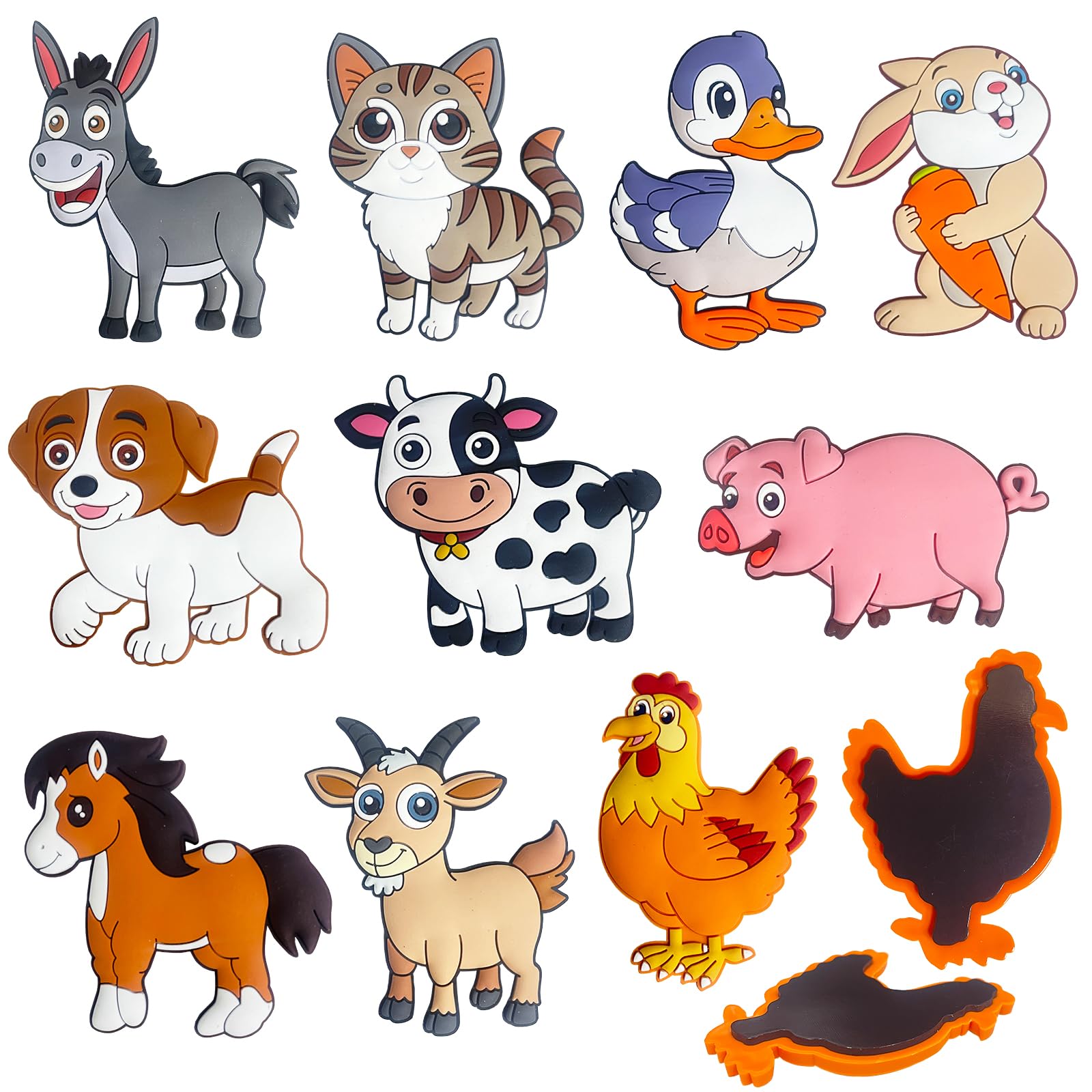 DUUMI Fridge Magnets for Toddlers Farm Animals, Full Back Magnetic Animals | Cut