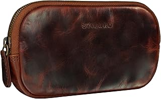 STILORD "Mike" Small Leather Pouch Vintage for Men Women Ideal as Pencil Case Cosmetic Bag Coin Purse Key Case Organizer Bag in Genuine Leather Colour:Kara - red