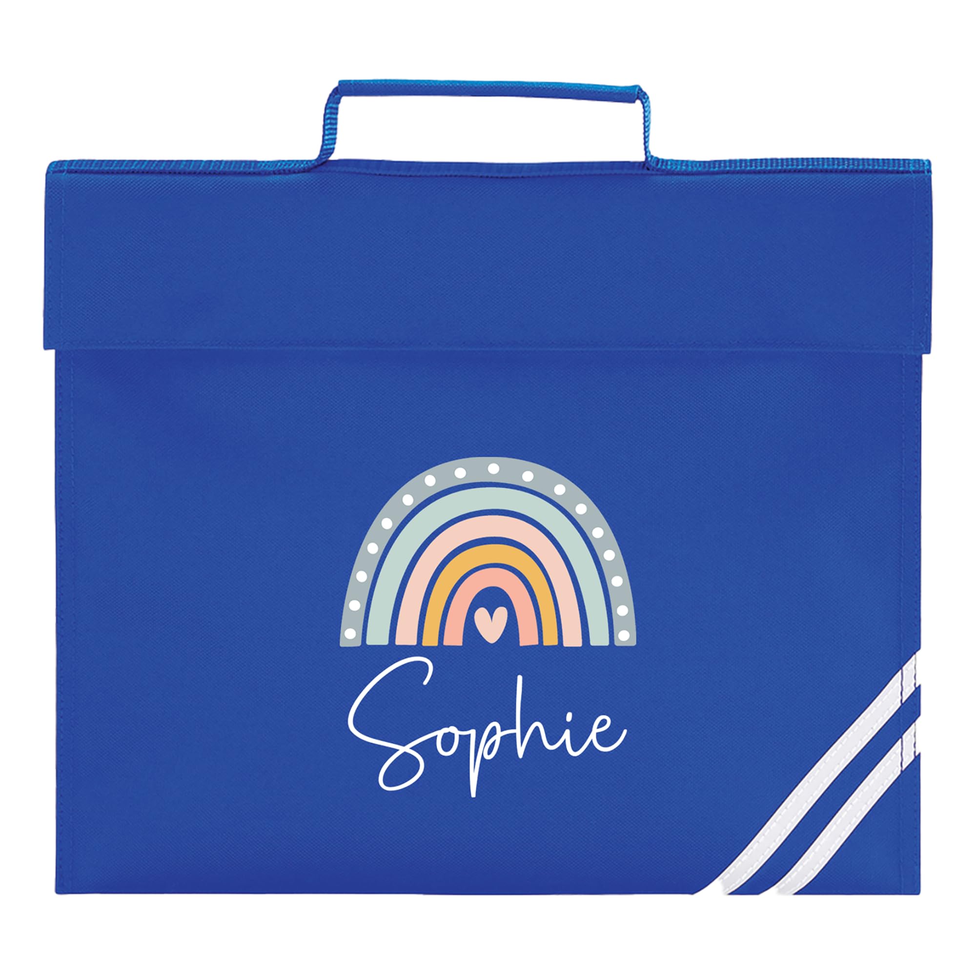 Chicken Craft Personalised School Book Bag - Boho Rainbow Blue with Name for Nur