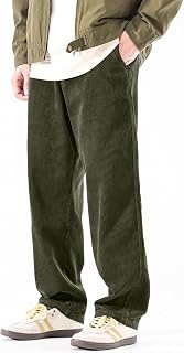 PLEPAN Men's Corduroy Baggy Pants Straight Fit