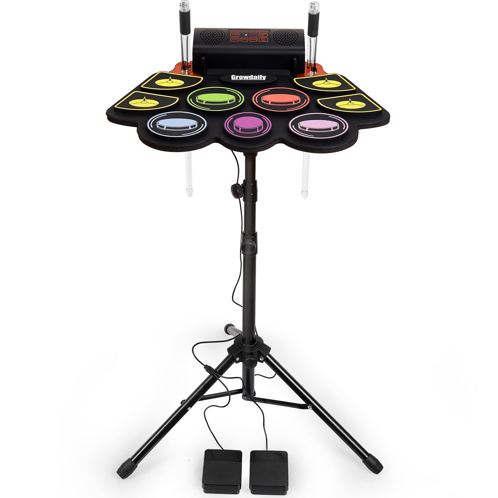 Electric Kids Drum Set,Electronic Drum Set Practice 9 Pads | With Stand,Music Re