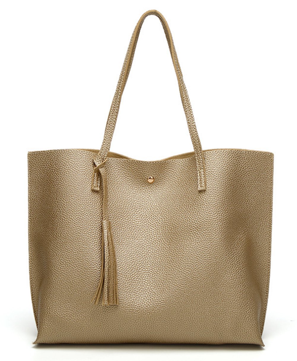 Dreubea Women's Soft Faux Leather Tote Shoulder Bag from, Big Capacity Tassel Ha
