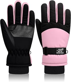 Geyoga Kids Waterproof Winter Ski Gloves Boys Girls Warm Thick Snowboard Gloves