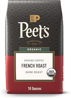Peet's Coffee & Tea, Organic Ground Coffee Dark Roast, French Roast, 18 Ounces
