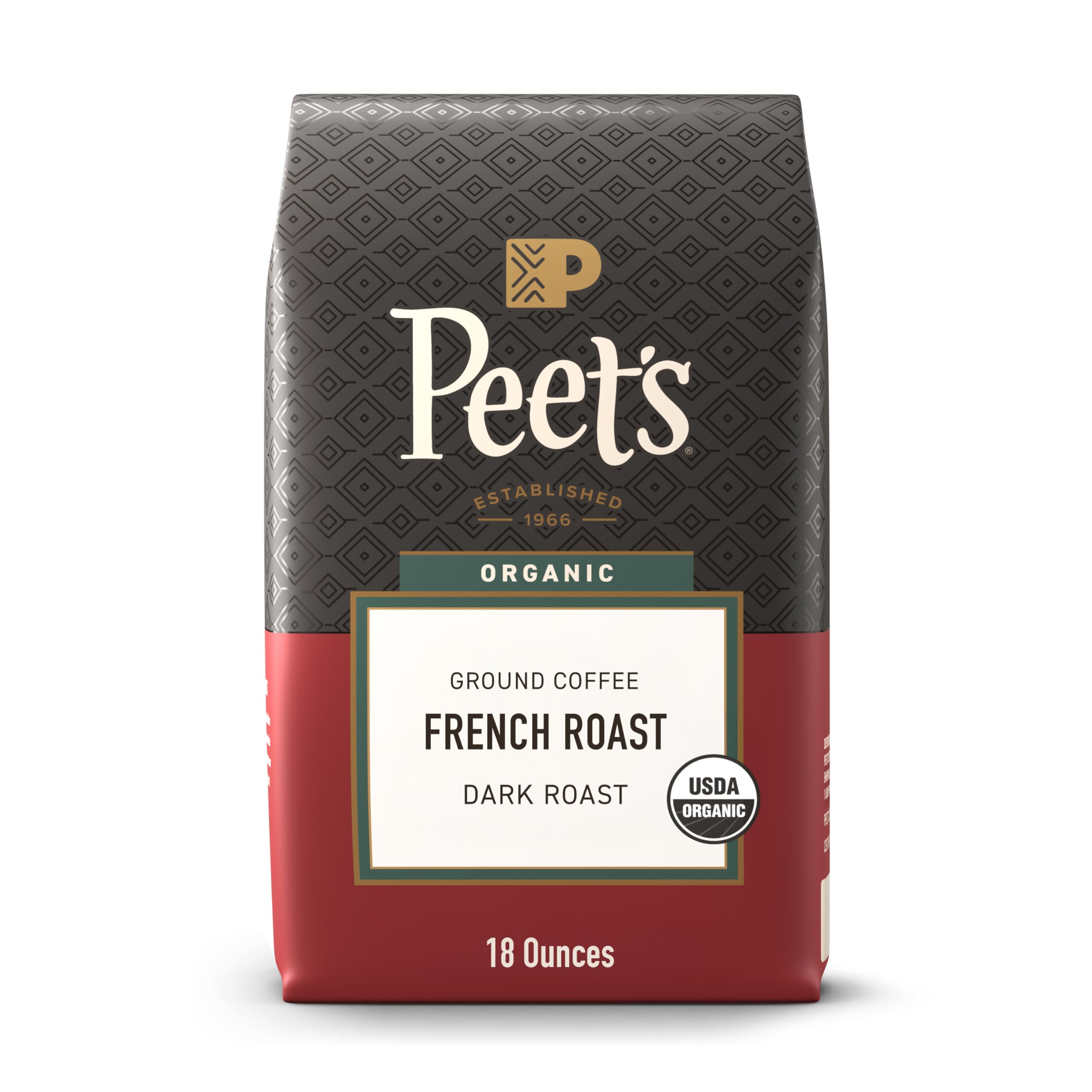 Peet's Coffee & Tea, Organic Ground Coffee Dark Roast, French Roast, 18 Ounces