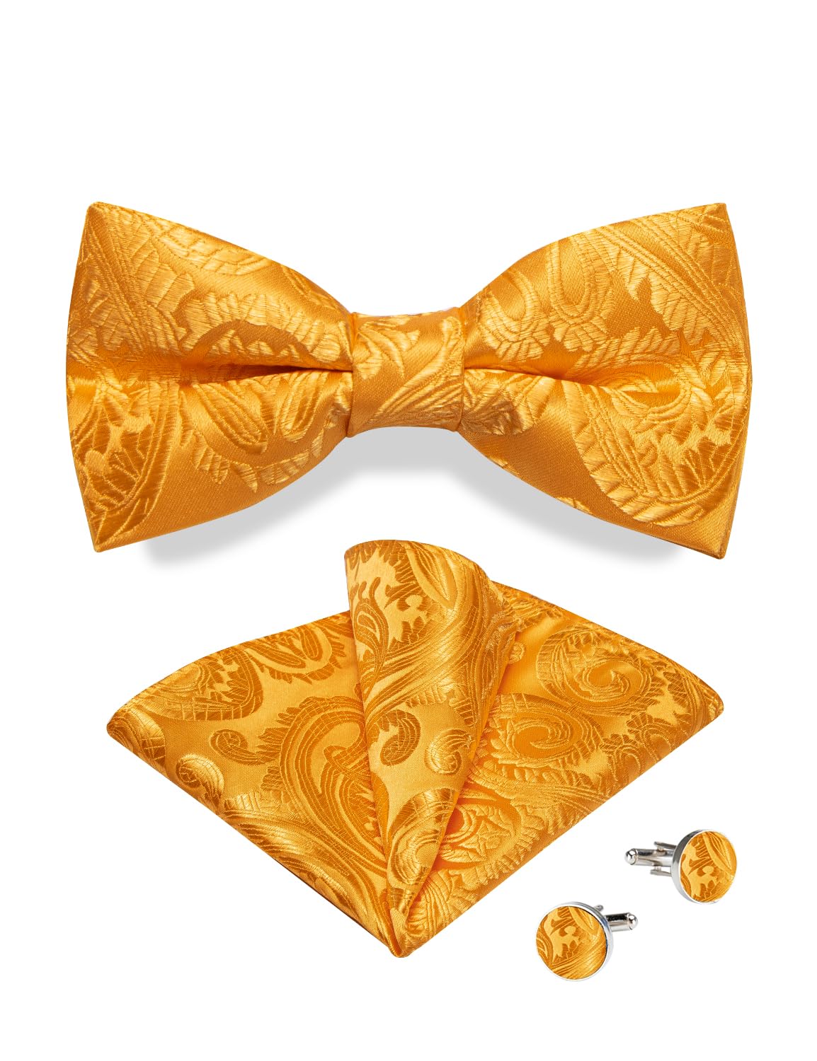 Pre-tied Bow Tie for Men Paisley Bow Tie and Pocket Square Cufflinks Set Wedding