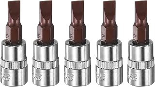 HARFINGTON 5pcs 5.5 intaglio bit bit socket 1/4 "Square Drive testa piatta S2 & CR-V acciaio chiave a cricchetto bit, argento rosso