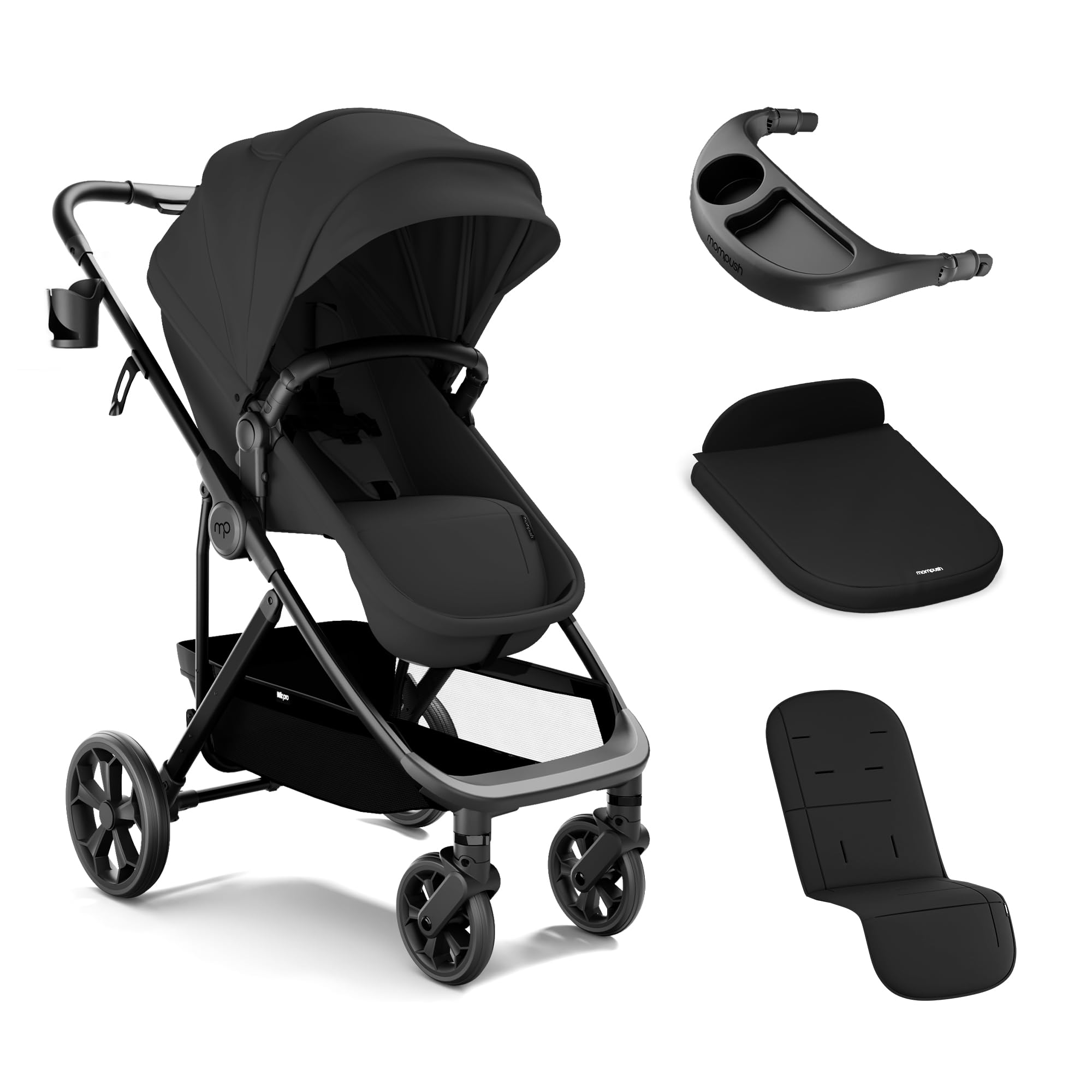 Mompush Wiz Pro Bassinet Stroller with Reversible Seat and Snack Tray | From New