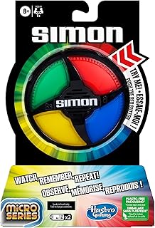 Simon Micro Series Electronic Game for 1 or More Players, Classic Simon Gameplay in a Compact Size, Fun Party Game for Kids Ages 8+ (English & French Version)