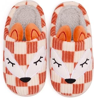 Guyarns Kids Slippers for Boys Girls Plush Lined Memory Foam Checkered Slippers Non-Slip Sole Winter Warm Bedroom Cloud House Shoes Indoor Outdoor