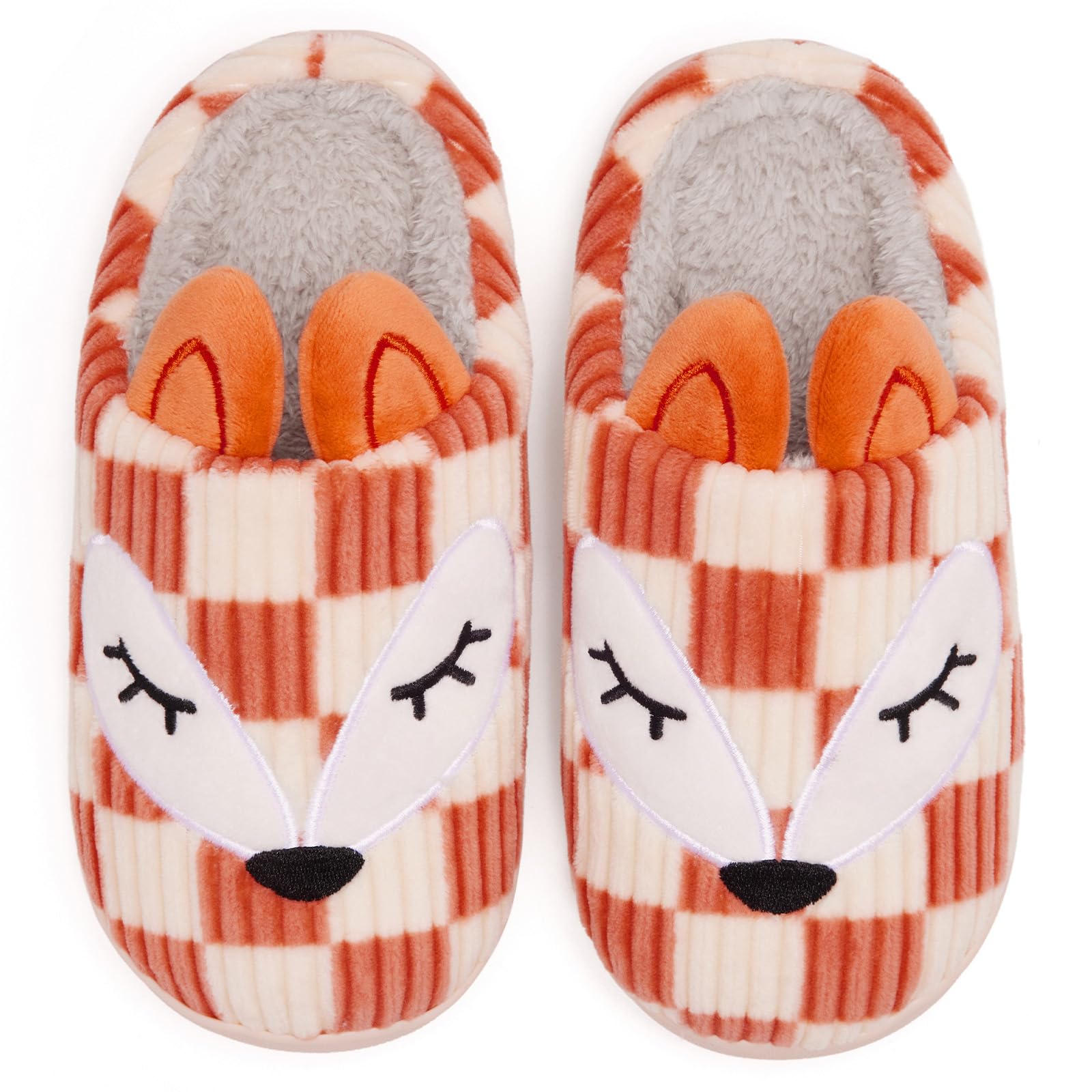 Guyarns Kids Slippers for Boys Girls Plush Lined Memory Foam Checkered Slippers 