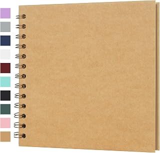 Scrapbook Album 7x7 Inches 40 Pages Hardcover Kraft Paper Brown | Photo Album Scrap Book Memory Book Blank DIY Scrapbook Albums for Boyfriend Wedding Baby Travel Anniversary Family