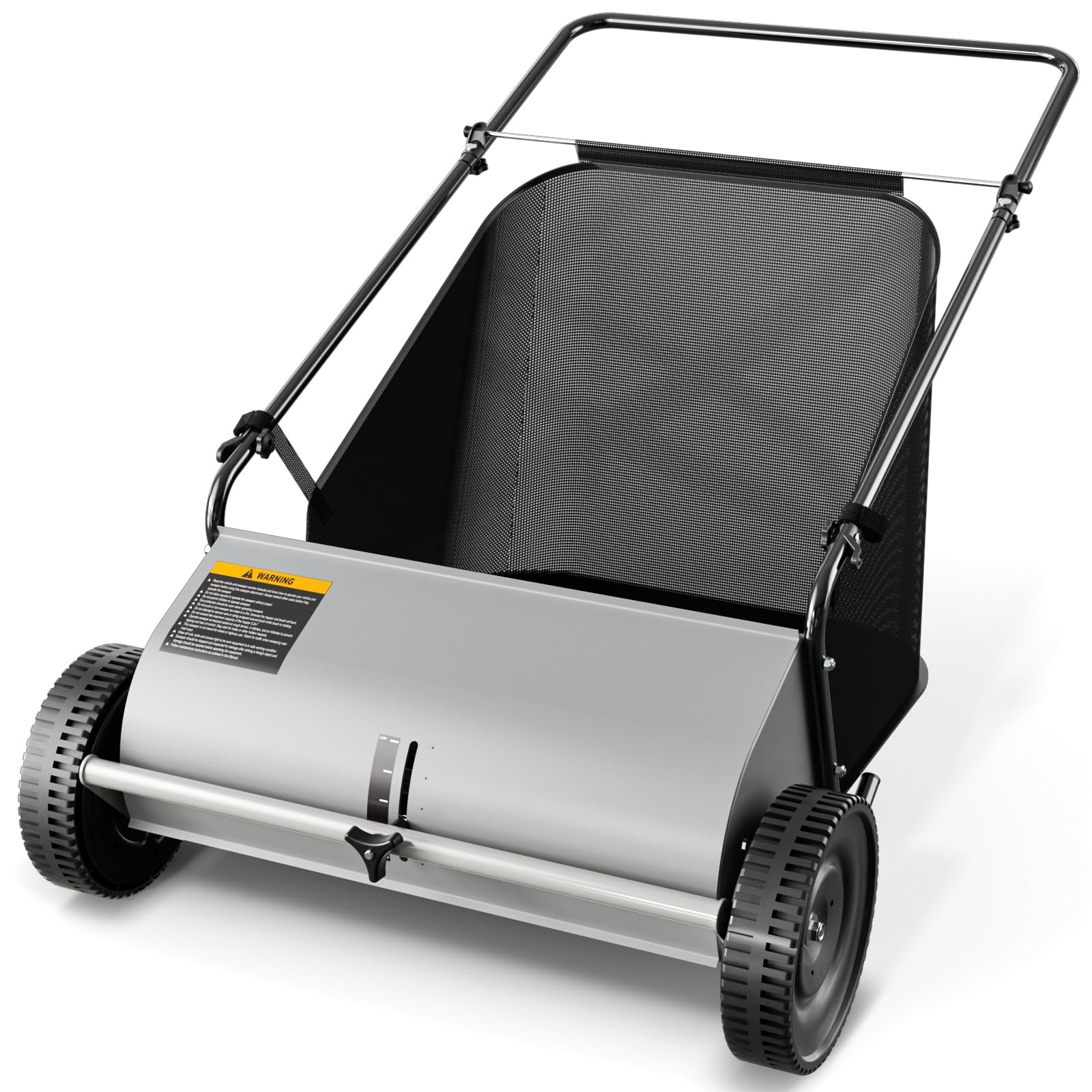 26" Push Lawn Sweeper with 7 Cu.Ft Hopper, 4-Brush Leaf Collector Picker | Adjus