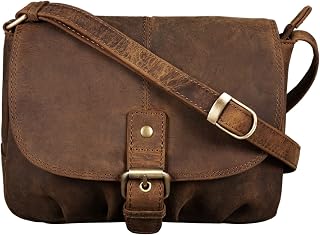 STILORD 'Iris' Women's Vintage Leather Shoulder Bag - Small Hand Bag for Outings, Evenings & Leisure - Genuine Leather Bag, Colour: Medium Brown