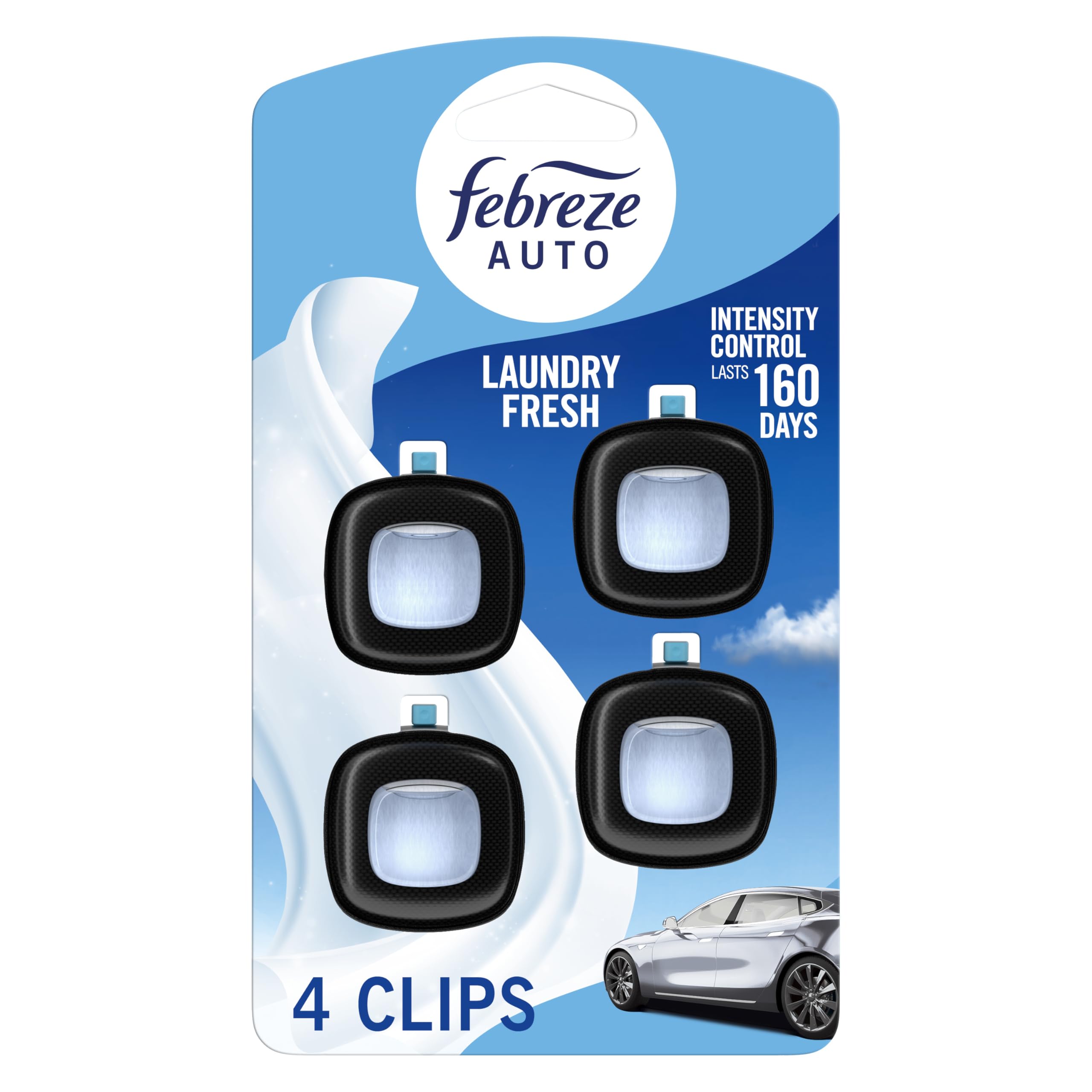 Febreze Car Air Freshener Vent Clip Laundry Fresh Scent, .07 oz. Car Vent Clip, 