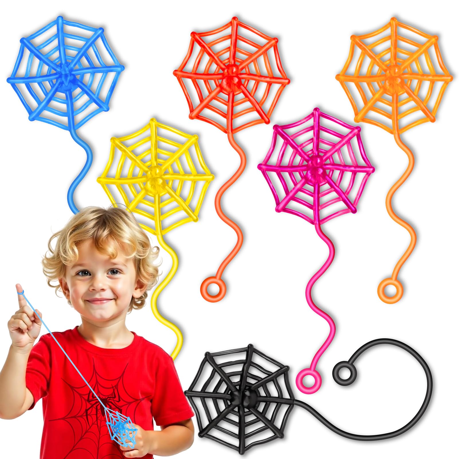 DODOLOL 30 Pcs Sticky Spider Web Sticky Hands for Kids Bulk Halloween Party Favo