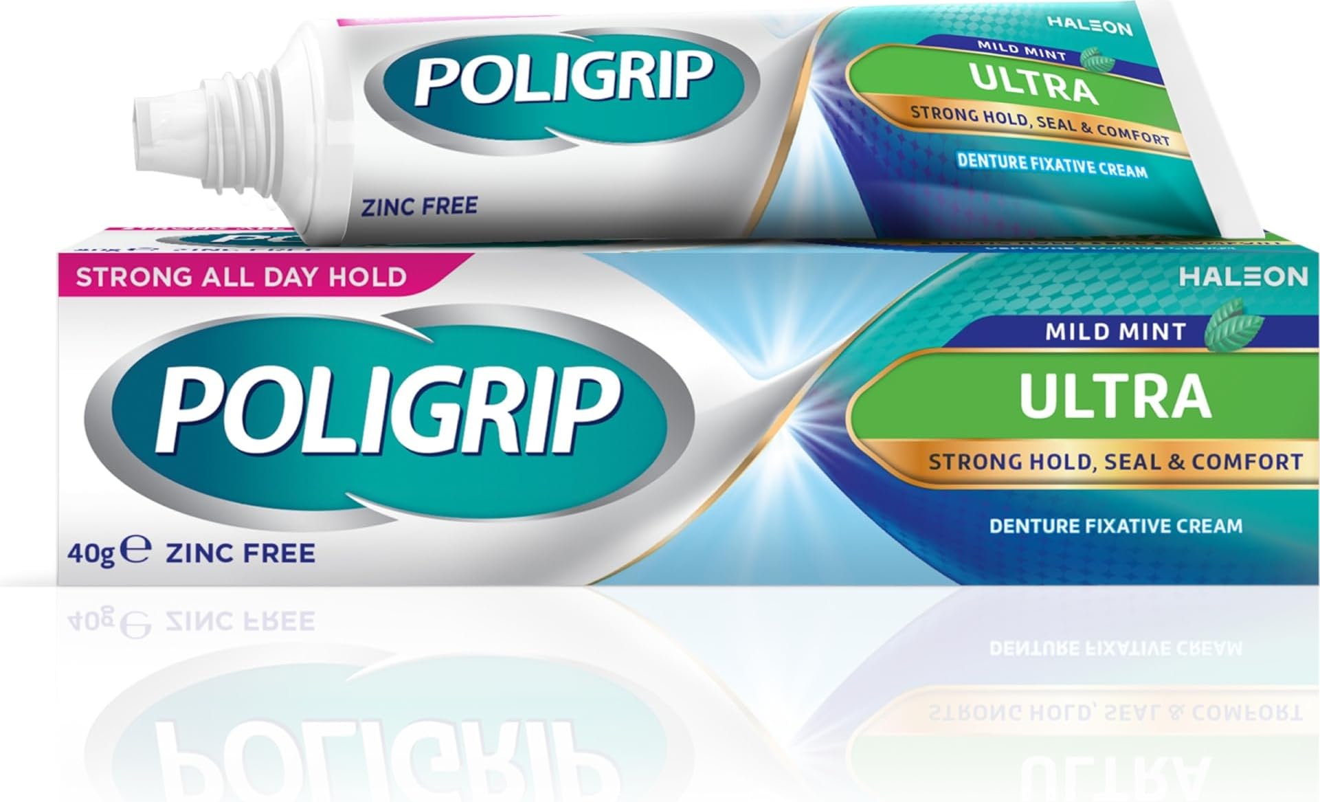 Poligrip Denture Adhesives Cream Ultra, Provides Strong all-day Hold for Denture