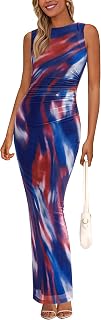PRETTYGARDEN Wedding Dresses for Women 2025 Summer Spring Floral Bodycon Sleeveless Mesh Maxi Long Dress