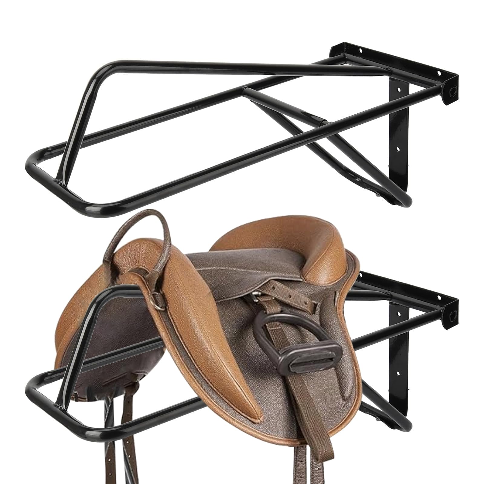 HDYEGY 2Pcs Saddle Rack,Wall Mounted Folding Saddle Rack Stand Heavy Duty Wester