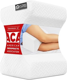 5 STARS UNITED Knee Pillow for Side Sleepers - Hip Pain Relief, Memory Foam Leg Cushion for Side Sleeping - Between Legs Pillow Sciatica & Lower Back Pain, White