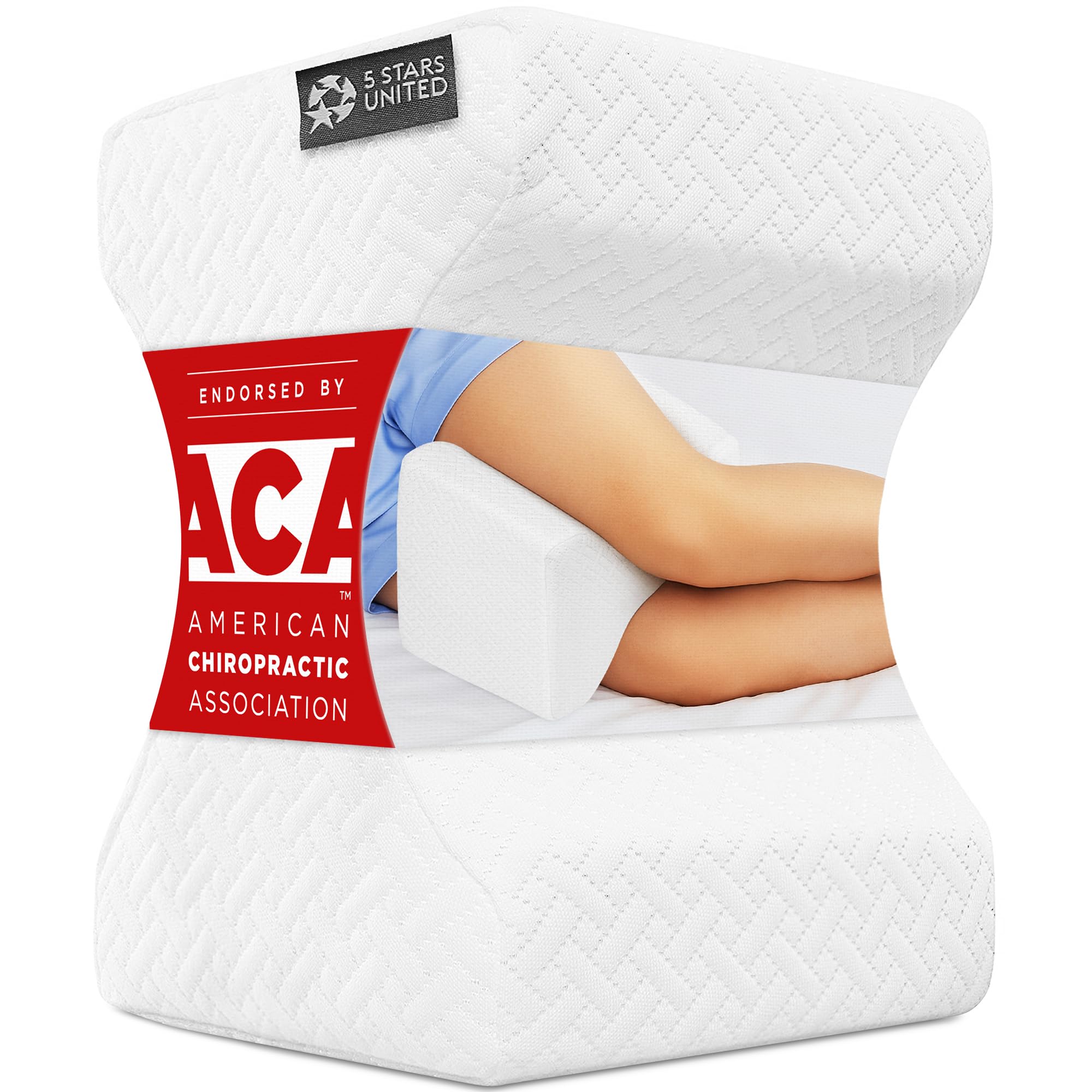 5 STARS UNITED Knee Pillow for Side Sleepers - Hip Pain Relief, Memory Foam Leg 