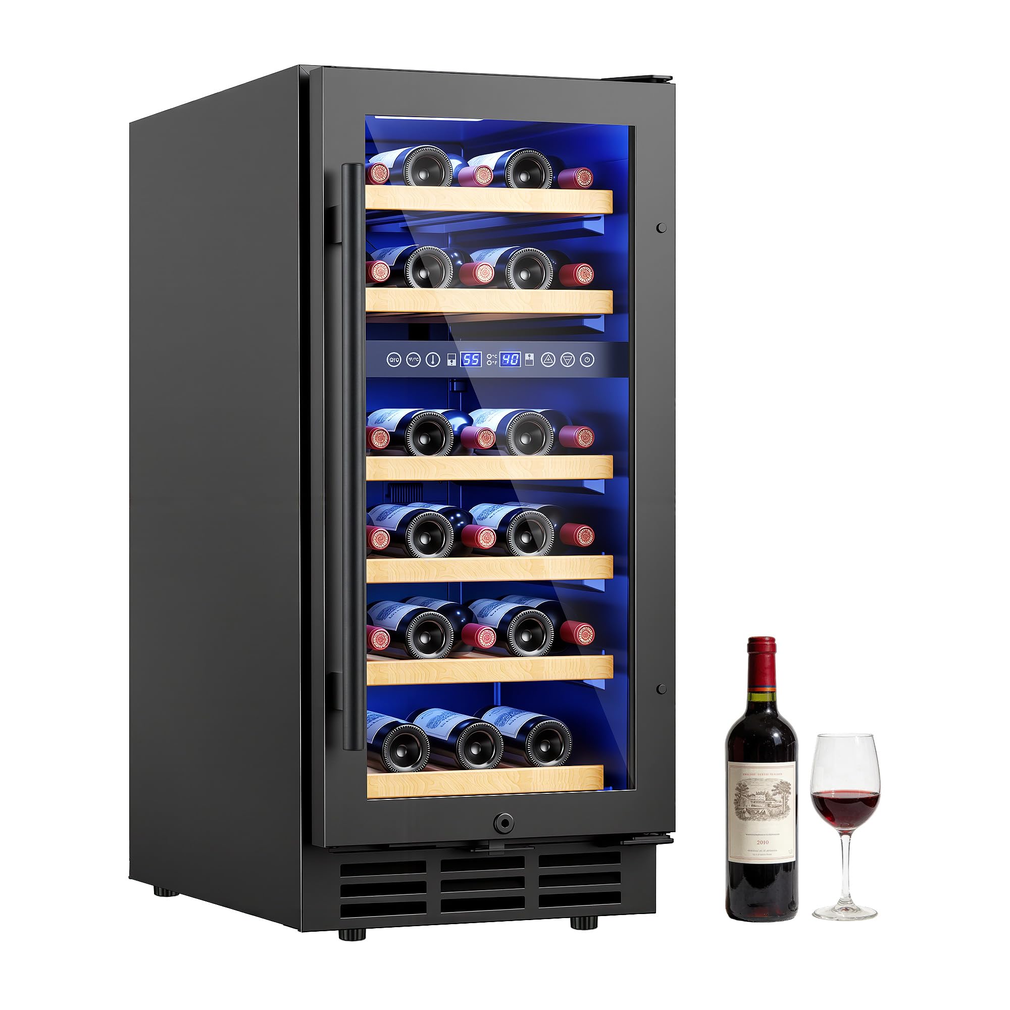 ICEVIVAL 15 Inch Wine Cooler Refrigerator, 28 Bottle Dual Zone Wine Fridge, UV-R