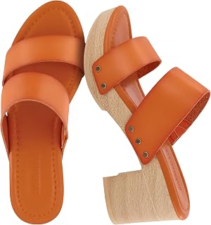 CUSHIONAIRE レディース スカイフェイクウッドサンダル + コンフォートフォーム & ライトソールテクノロジー, オレンジ, 27.0 cm