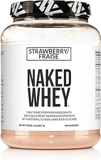 Naked Strawberry Whey Protein Powder, Only 3 Ingredients, 25g Grass Fed Whey Protein Powder, Aid Muscle Growth & Recovery - 24 Servings