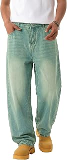 EMMIOL Mens Baggy Jeans Wide Leg Y2K Hip Hop Skater Denim Cargo Pants Vintage Loose Fit Relaxed Long Trousers Streetwear