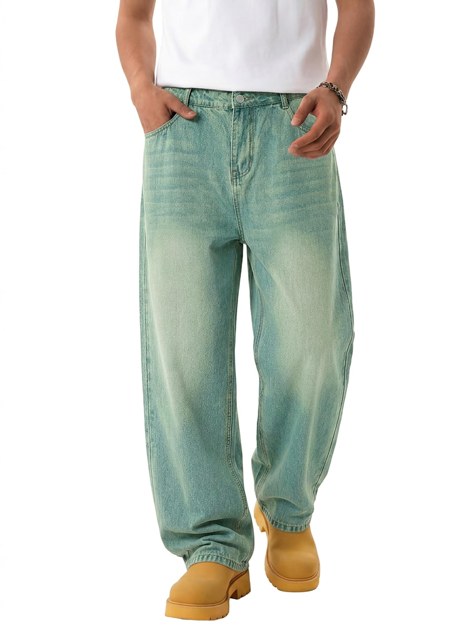 EMMIOL Mens Baggy Jeans Wide Leg Y2K Hip Hop Skater Denim Cargo Pants Vintage Lo
