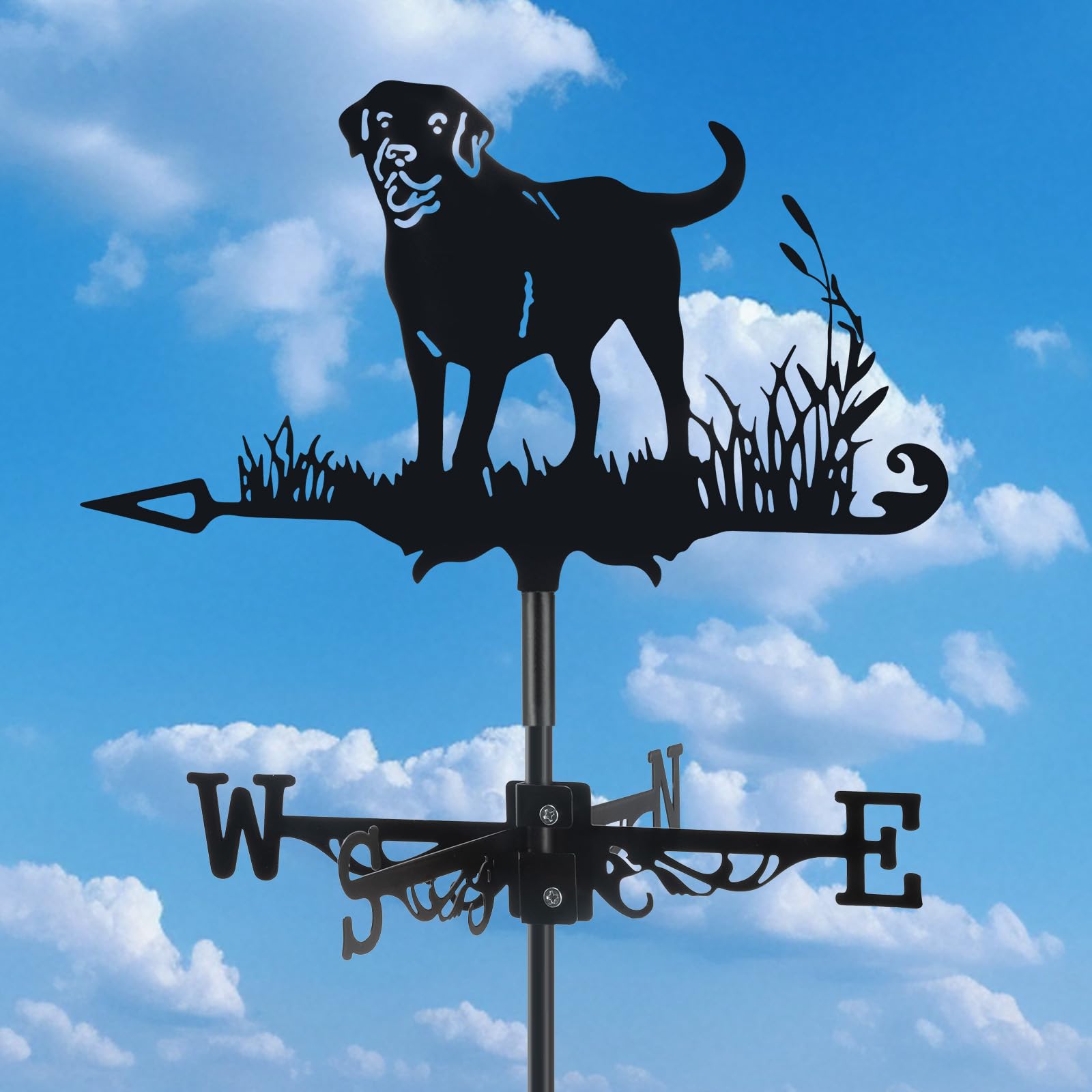 3D Dog Metal Weather Vane,Stainless Steel Black Animal Weathervane Wind Directio
