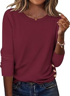 Zeagoo Women Tops 2025 Autumn Long Sleeve Shirts Round Neck Blouses Floral Tunic Blouses Button Decor
