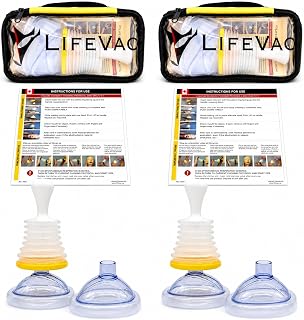 LifeVac Yellow Travel Kit 2 Pack (Canadian Version) - Portable Suction Rescue Device, First Aid Kit for Kids and Adults, Portable Airway Suction Device for Children and Adults