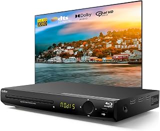 DpBlue 1080P Full HD Blu-ray DVD Player for TV/Projector,HDMI/AV/Coax Out | Home Theater Blu Ray Player Support Region A/1 Blu-ray Discs,CD DVDs VCD,Dolby Digital DTS,Max 128G U Disk 16T HDD Playback