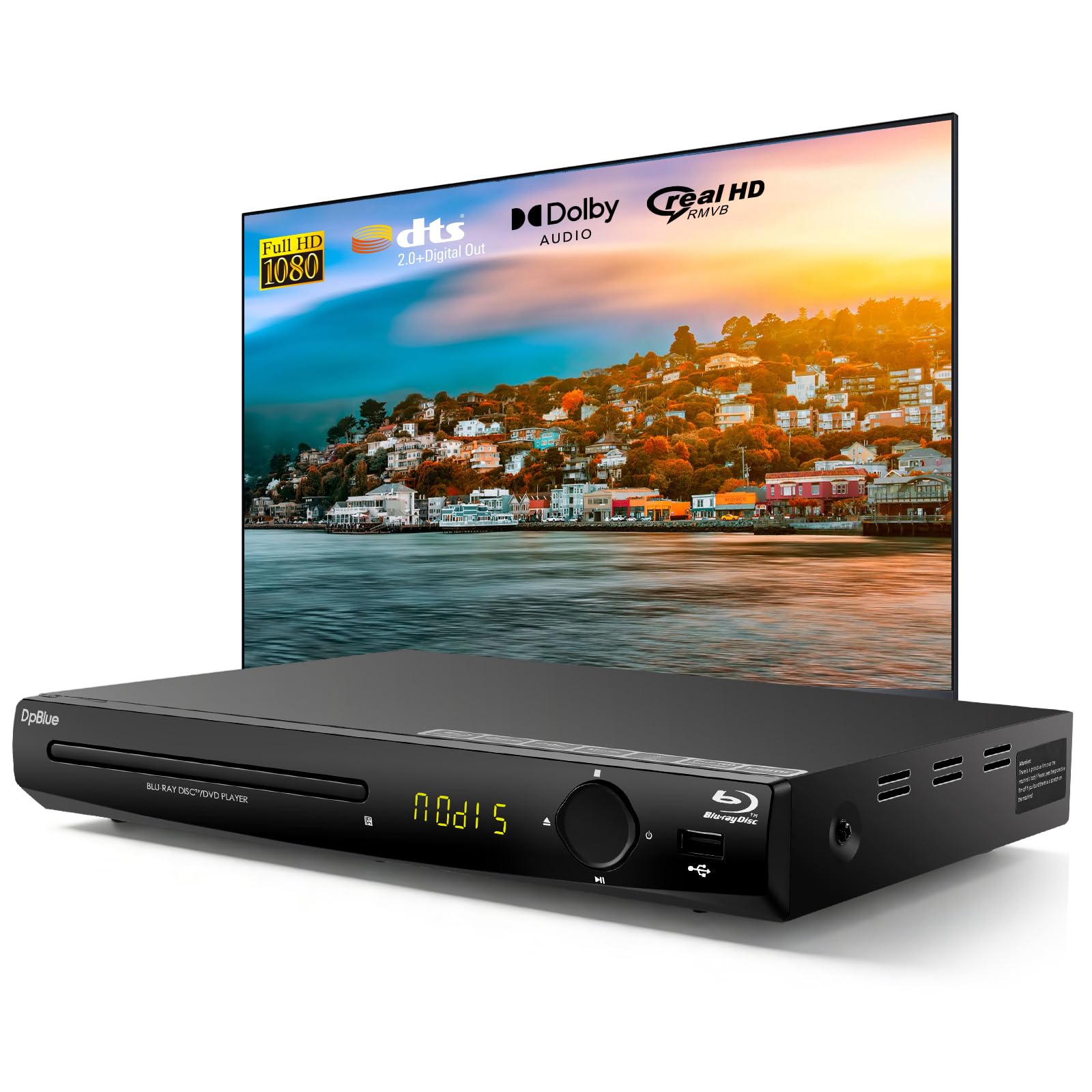 DpBlue 1080P Full HD Blu-ray DVD Player for TV/Projector,HDMI/AV/Coax Out | Home