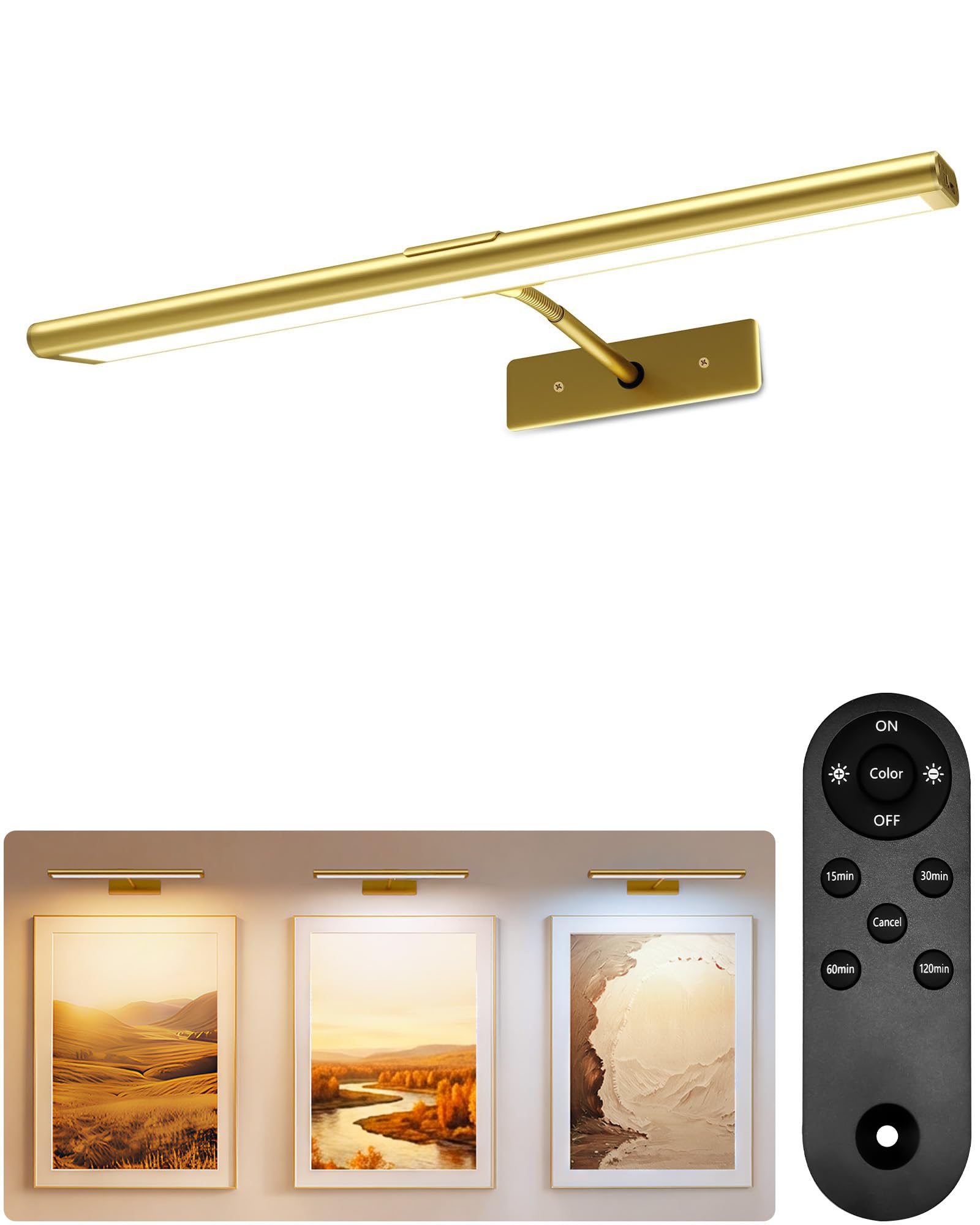 EZVALO Picture Light for Wall, 4800mAh Rechargeable Wireless Remote, 16‘’ Dimmab
