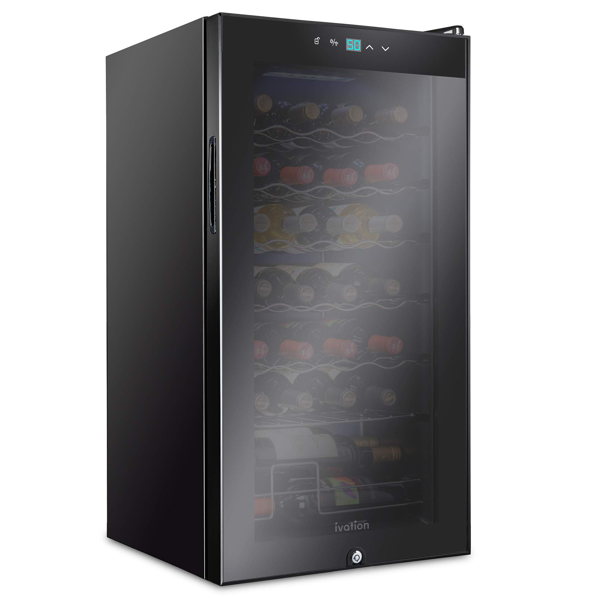 Ivation 28 Bottle Compressor Wine Cooler Refrigerator w/Lock | Large Freestandin