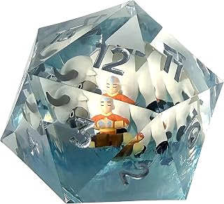Sirius Dice MTG: Avatar Last Airbender 55mm Spindown d20 Life Counter | Large Resin RPG Dice with 3D Aang & Appa Figures, Clear Iceberg Design, Compatible with Magic: The Gathering