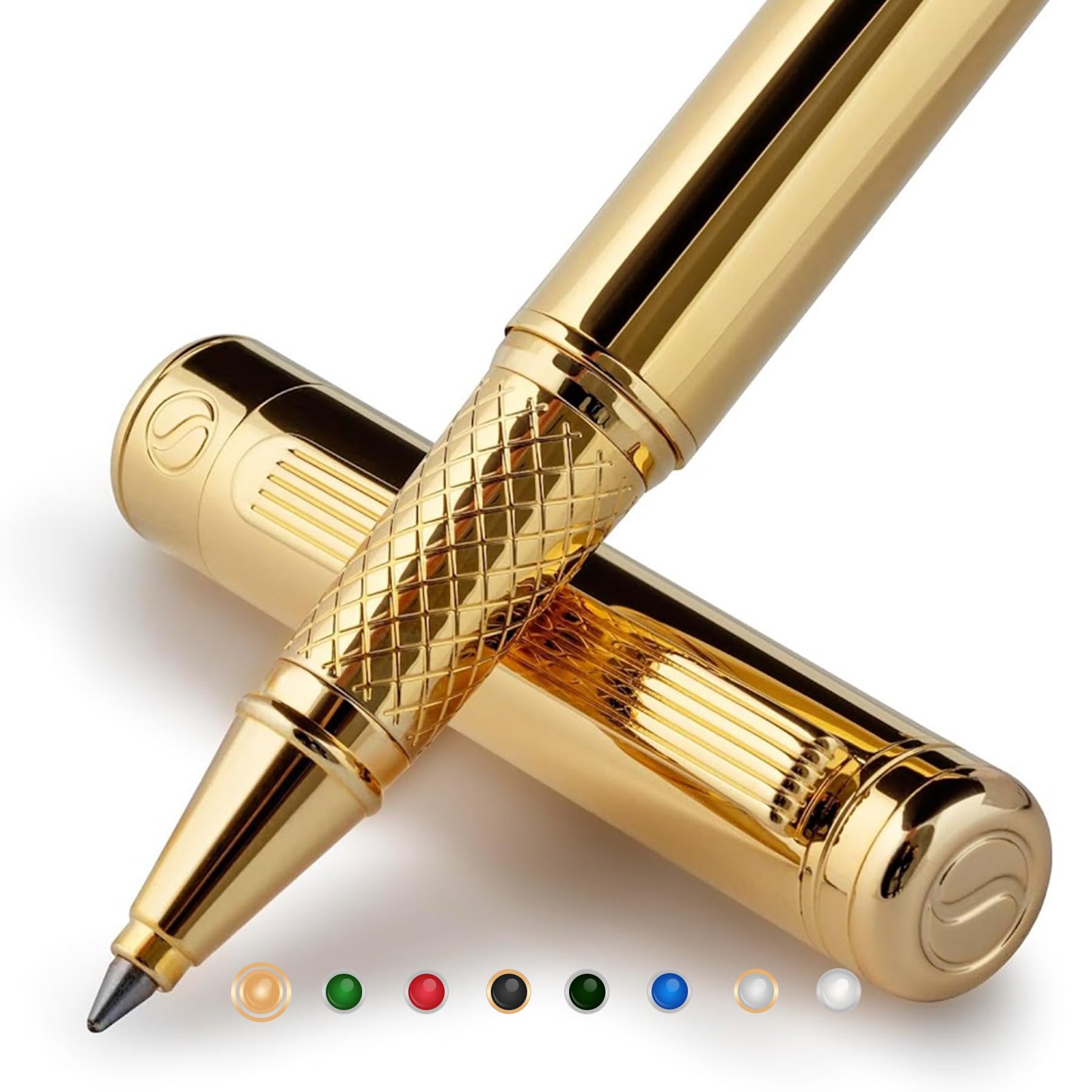 Scriveiner Rollerball Pen High-Quality Rollerball Pen with Real Gold Plating, Bl