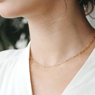 Paperclip Chain Stainless Steel Necklace for Women Simple Link Design Lightweight Daily Styling Chain for Office Outfits