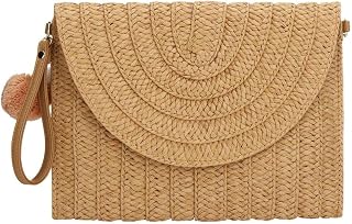 YYW Straw Clutch,Straw Handbag Clutch for Women Summer Beach Straw Woven Envelope Purse Wallet