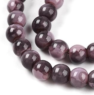 100pcs 6mm Crystal Glass Beads for Jewelry Making Imitation Jade Crystal Round Beads Purple Loose Spacer Beads for DIY Crafts Necklace Bracelet