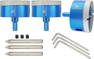 Dry Diamond Core Drill Bit with Pilot Bit - 2 1/2" Diamond Tile Hole Saw with Triangle Shank for Porcelain Tile, Ceramic, Stone, Granite