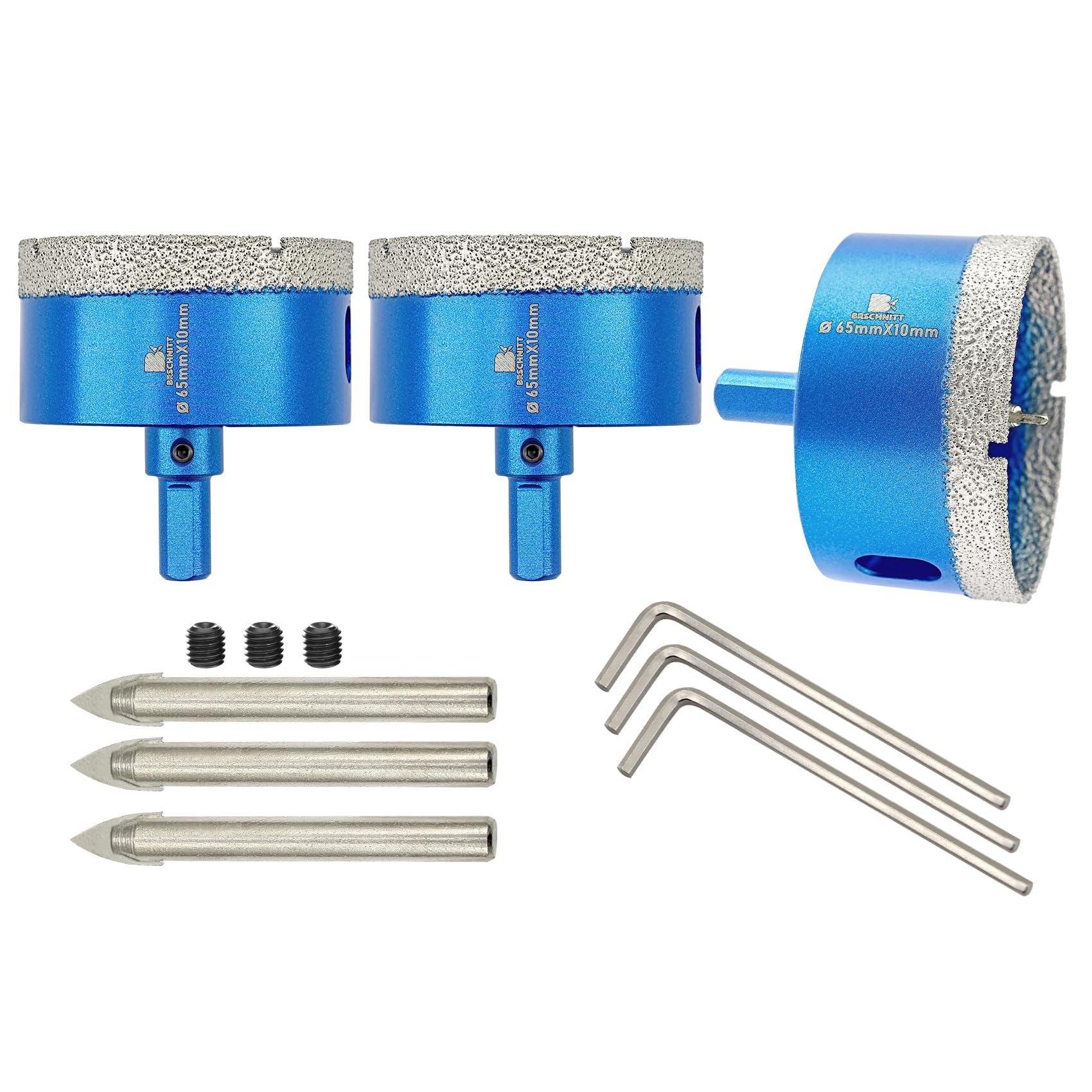 Dry Diamond Core Drill Bit with Pilot Bit - 2 1/2" Diamond Tile Hole Saw with Tr