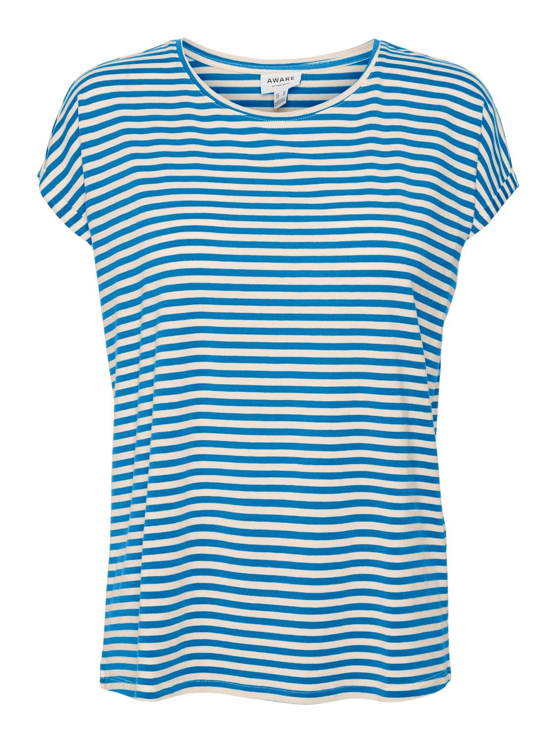 Vero Moda Vmava Plain SS Top Stripe Ga Jrs Noos Women's T-Shirt (Pack of 1)
