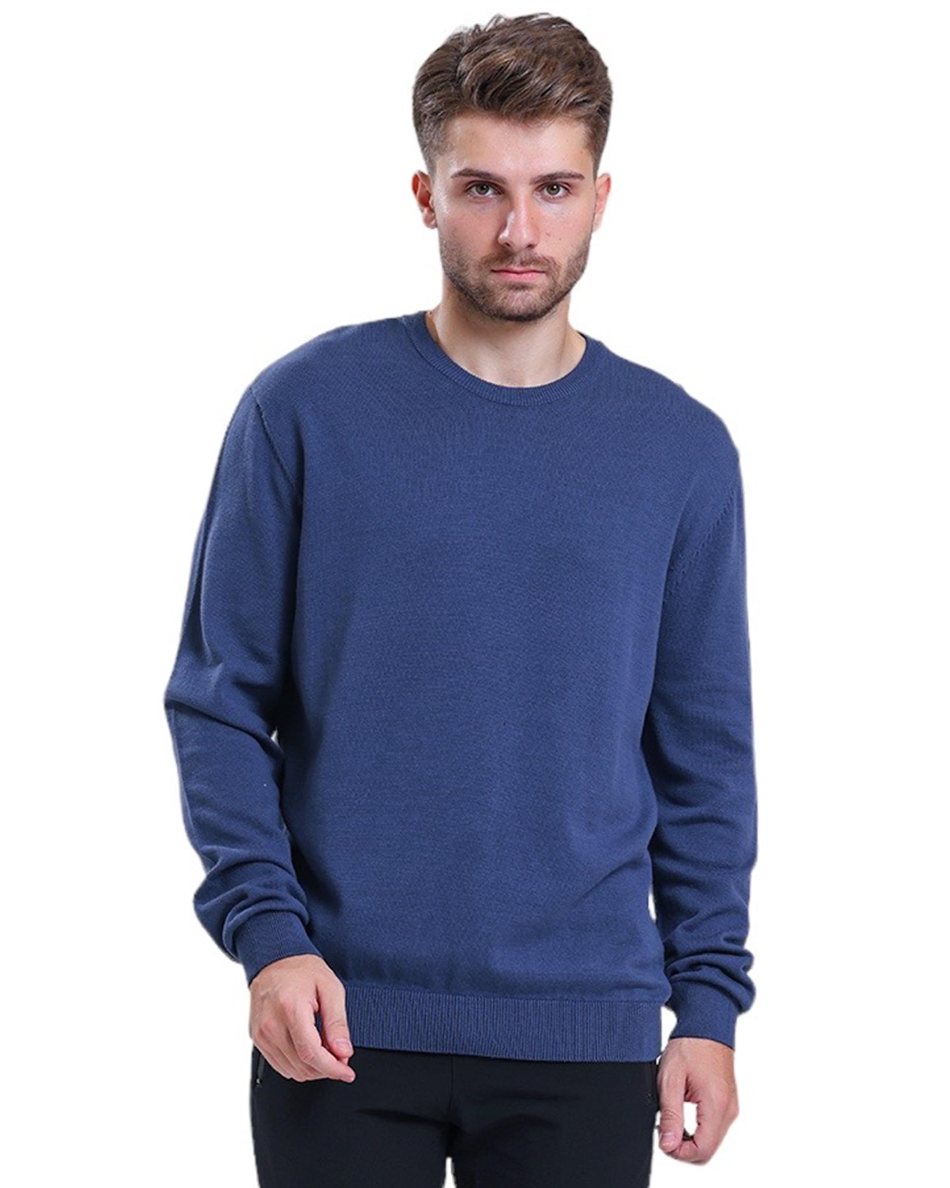 Men`s Crewneck Jumper 100% Cotton Premium Quality Soft Touch Long Sleeve Pullove