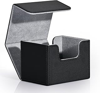 ZLCA MTG Deck Box Holds 120+ Single Sleeved Cards Commander Deck Box | Card Deck Box for Trading Cards Magnetic Card Storage Box Fits for Magic the Gathering TCG CCG (Black)